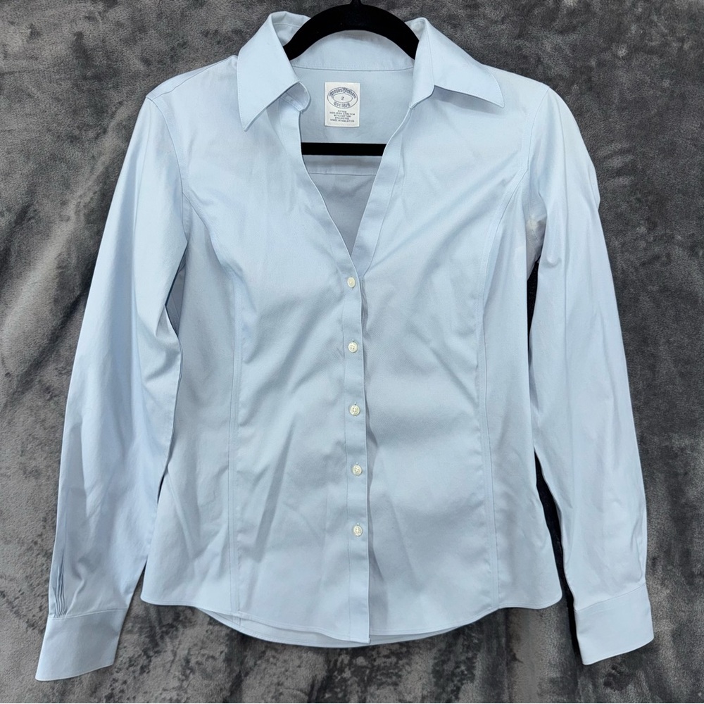 Brooks Brothers Blue Long Sleeve Collared Button Down Dress Shirt Size 2